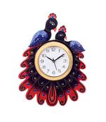Handcrafted Papier-Mache 2 Peococks Decorative Wall Clock