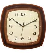 Golden Brown Plastic Square Analog Wall Clock (14*14 Inches)