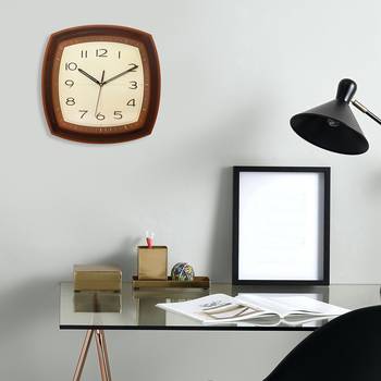 Golden Brown Plastic Square Analog Wall Clock (14*14 Inches) 2