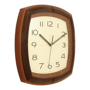 Golden Brown Plastic Square Analog Wall Clock (14*14 Inches) 3