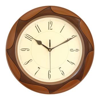 Golden Brown Plastic Round Analog Wall Clock (12*12 Inches) 1