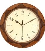 Golden Brown Plastic Round Analog Wall Clock (12*12 Inches)