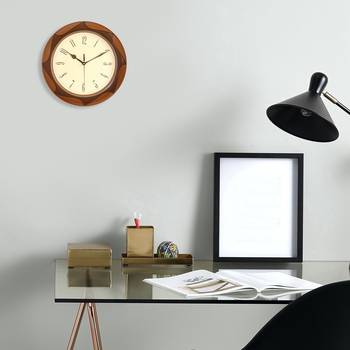 Golden Brown Plastic Round Analog Wall Clock (12*12 Inches) 2