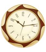 Golden Plastic Round Analog Wall Clock (12*12 Inches)