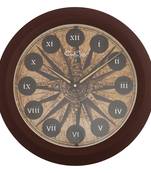 Designer Round Analog Brown Wall Clock