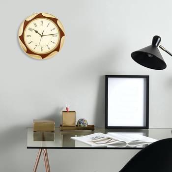 Golden Plastic Round Analog Wall Clock (12*12 Inches) 2