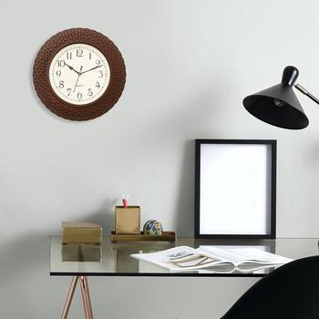 Brown Plastic Round Analog Wall Clock (16*16 Inches) 2