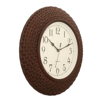 Brown Plastic Round Analog Wall Clock (16*16 Inches) 3