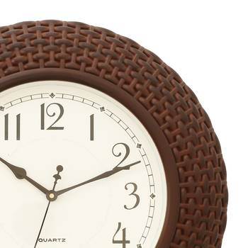 Brown Plastic Round Analog Wall Clock (16*16 Inches) 4