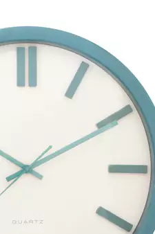 Blue Plastic Round Analog Wall Clock (14*14 Inches)