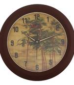 Designer Round Analog Brown Wall Clock