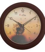 Designer Round Analog Brown Wall Clock