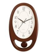 Brown Plastic Vertical Pendulum Analog Wall Clock (15.5*9.5 Inches)