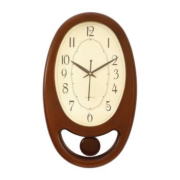 Golden Brown Plastic Vertical Pendulum Analog Wall Clock (15.5*9.5 Inches) 1