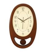 Golden Brown Plastic Vertical Pendulum Analog Wall Clock (15.5*9.5 Inches)
