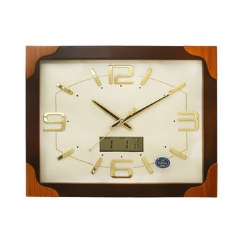 Dark Brown Rectangle Wooden Wall Clock 1
