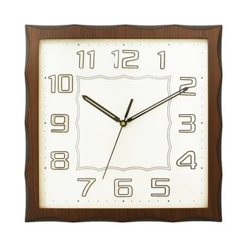 Dark Brown Square Wooden Wall Clock 1