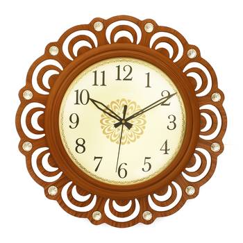 Brown Round Wooden Wall Clock 1