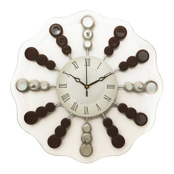 Chocolate Silver Round Wooden Wall Clock 1
