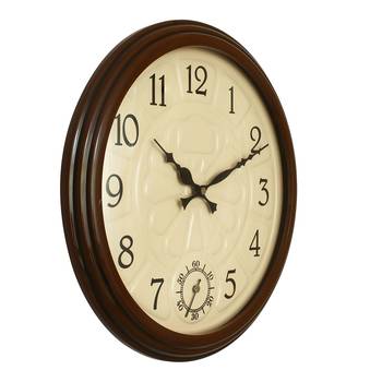 Dark Brown Round Wooden Wall Clock 1