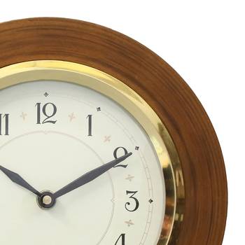 Brown Wooden Frame Circular Dial Analog Wall Clock (20Cm X 20Cm) 3