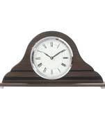 Brown Designer Wooden Frame & Circular Dial Analog Table Clock (21Cm X 40Cm)