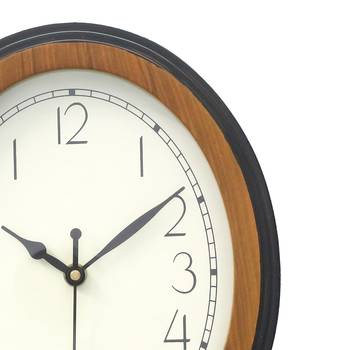 Brown Wooden Oval Dial Contemporary Analog Wall Clock (24Cm X 19Cm) 3