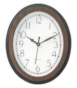 Brown Wooden Oval Dial Contemporary Analog Wall Clock (24Cm X 19Cm)