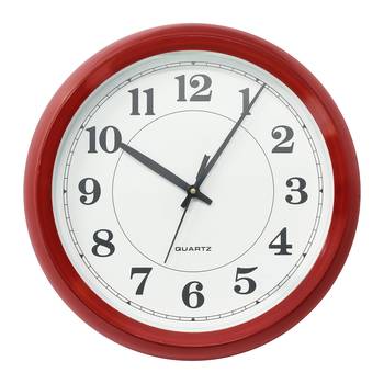 Red Circular Dial Contemporary Analog Wall Clock (24Cm X 19Cm) 1