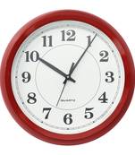 Red Circular Dial Contemporary Analog Wall Clock (24Cm X 19Cm)