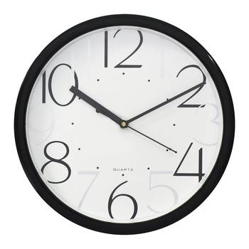 Black Circular Dial Contemporary Analog Wall Clock With Embossed Numerals (25Cm X 25Cm) 1