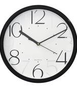 Black Circular Dial Contemporary Analog Wall Clock With Embossed Numerals (25Cm X 25Cm)