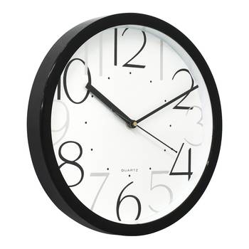 Black Circular Dial Contemporary Analog Wall Clock With Embossed Numerals (25Cm X 25Cm) 2