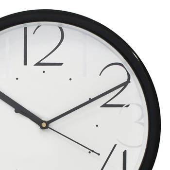 Black Circular Dial Contemporary Analog Wall Clock With Embossed Numerals (25Cm X 25Cm) 3