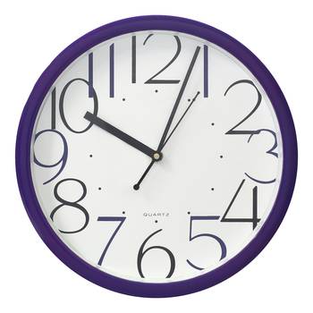Purple Circular Dial Contemporary Analog Wall Clock With Embossed Numerals (25Cm X 25Cm) 1