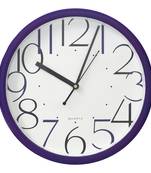 Purple Circular Dial Contemporary Analog Wall Clock With Embossed Numerals (25Cm X 25Cm)