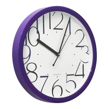 Purple Circular Dial Contemporary Analog Wall Clock With Embossed Numerals (25Cm X 25Cm) 2