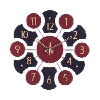 Premium Decorative Analog Black and Brown Round Wooden Wall Clock 1