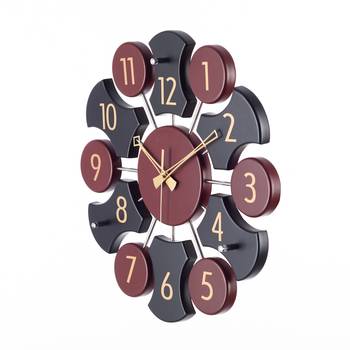 Premium Decorative Analog Black and Brown Round Wooden Wall Clock 2