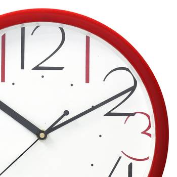Red Circular Dial Contemporary Analog Wall Clock With Embossed Numerals (25Cm X 25Cm) 3