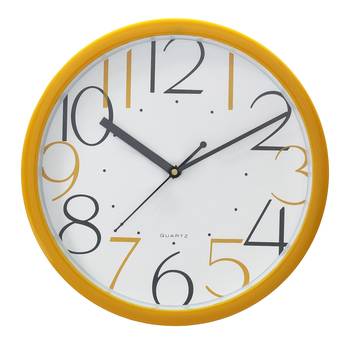 Yellow Circular Dial Contemporary Analog Wall Clock With Embossed Numerals (25Cm X 25Cm) 1