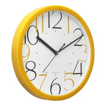 Yellow Circular Dial Contemporary Analog Wall Clock With Embossed Numerals (25Cm X 25Cm) 2