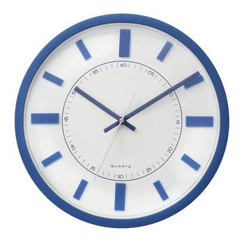 Blue Circular Dial Contemporary Analog Wall Clock With Curved Glass Front Panel(30Cm X 30Cm) 1