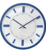 Blue Circular Dial Contemporary Analog Wall Clock With Curved Glass Front Panel(30Cm X 30Cm)