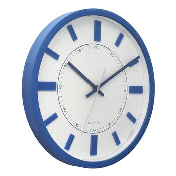 Blue Circular Dial Contemporary Analog Wall Clock With Curved Glass Front Panel(30Cm X 30Cm) 2