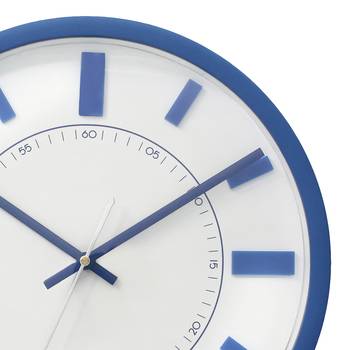 Blue Circular Dial Contemporary Analog Wall Clock With Curved Glass Front Panel(30Cm X 30Cm) 3
