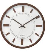Brown Circular Dial Contemporary Analog Wall Clock With Curved Glass Front Panel(30Cm X 30Cm)