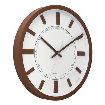 Brown Circular Dial Contemporary Analog Wall Clock With Curved Glass Front Panel(30Cm X 30Cm) 2