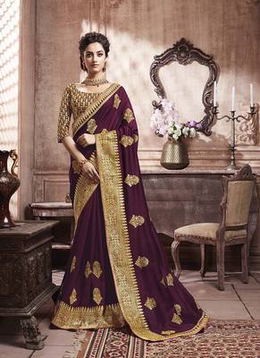Wine woven art silk saree with blouse 1