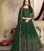 Dark-green embroidered georgette salwar